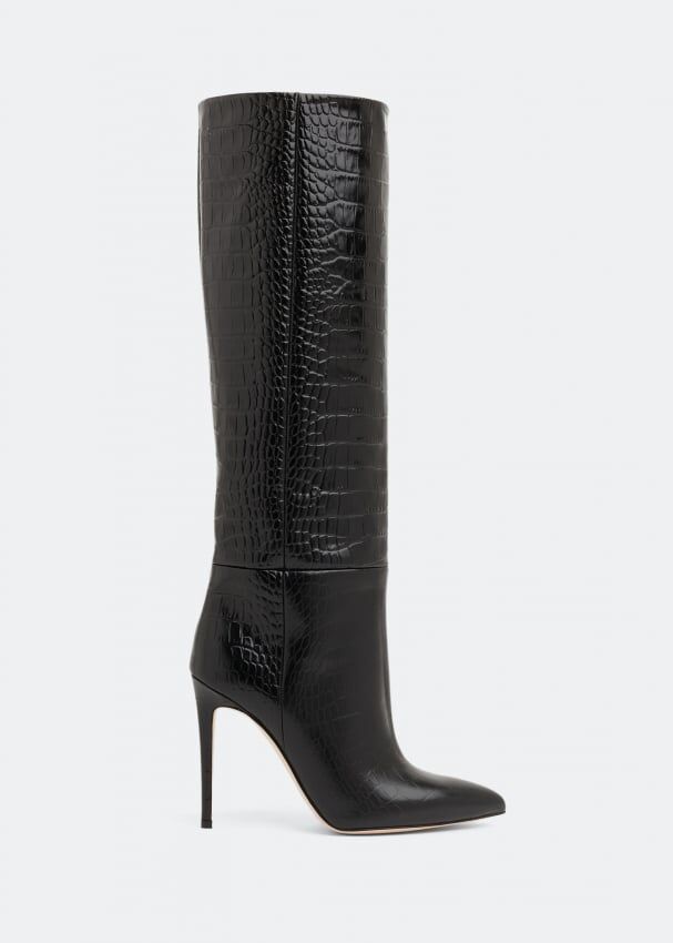 Ботинки PARIS TEXAS Croc-embossed leather boots, черный PX133-XCOCO-CARBON | Black фото 1