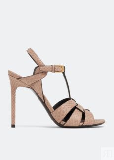 Сандалии SAINT LAURENT Tribute python sandals, бежевый