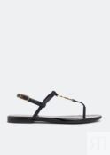 Сандалии SAINT LAURENT Cassandra flat sandals, черный 7424609QNKK4035 | Black фото 1