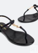 Сандалии SAINT LAURENT Cassandra flat sandals, черный 7424609QNKK4035 | Black фото 3