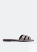 Сандалии SAINT LAURENT Tribute leather flat sandals, серый
