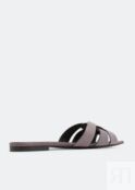 Сандалии SAINT LAURENT Tribute leather flat sandals, серый