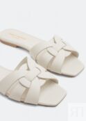 Сандалии SAINT LAURENT Tribute leather flat sandals, белый 571952BZC009008 | White фото 2