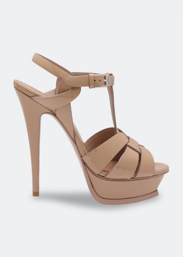 Шлепанцы SAINT LAURENT Tribute platform sandals, бежевый 457752B8I009935 | Beige фото 1