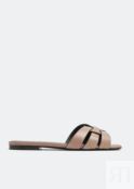 Сандалии SAINT LAURENT Tribute flat sandals, коричневый