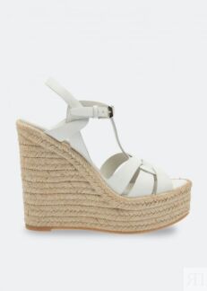 Сандалии SAINT LAURENT Tribute wedge sandals, белый