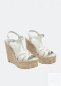 Сандалии SAINT LAURENT Tribute wedge sandals, белый 611924BZC009008 | White фото 2