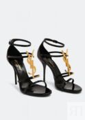 Сандалии SAINT LAURENT Cassandra leather sandals, черный 6301091TVKK1000 | Black фото 4