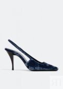 Туфли SAINT LAURENT Blade slingback pumps, синий