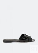 Сандалии SAINT LAURENT Tribute leather flat sandals, черный 571952B8I001000 | Black фото 1