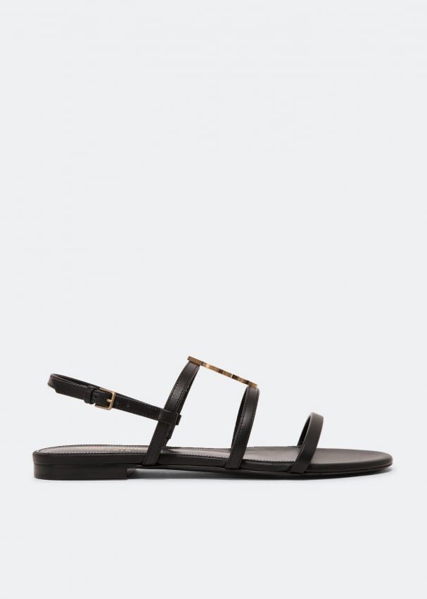 Сандалии SAINT LAURENT Cassandra flat sandals, черный 652758BDATT1000 | Black фото 1