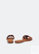 Сандалии SAINT LAURENT Tribute leather flat sandals, коричневый