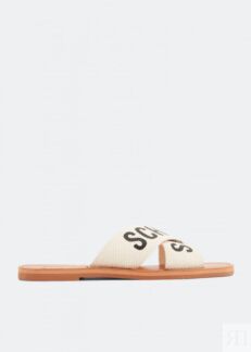 Сандалии SCHUTZ Logo flat sandals, бежевый