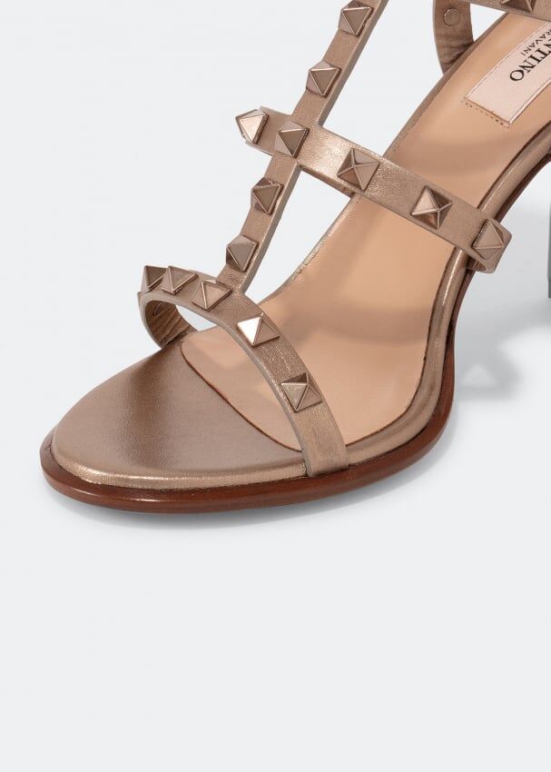 Valentino gold rockstud sandals hotsell